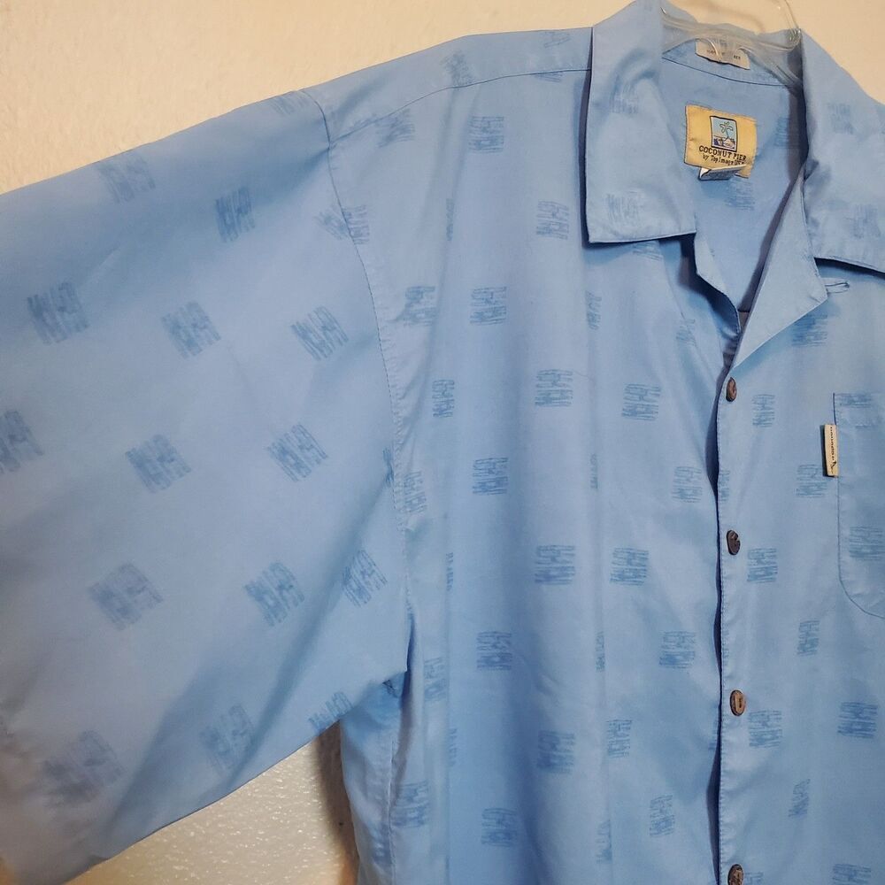 Coconut Pier Men's Blue Hibiscus Floral Hawaiian Shirt Size XL Microfiber - Picture 9 of 12
